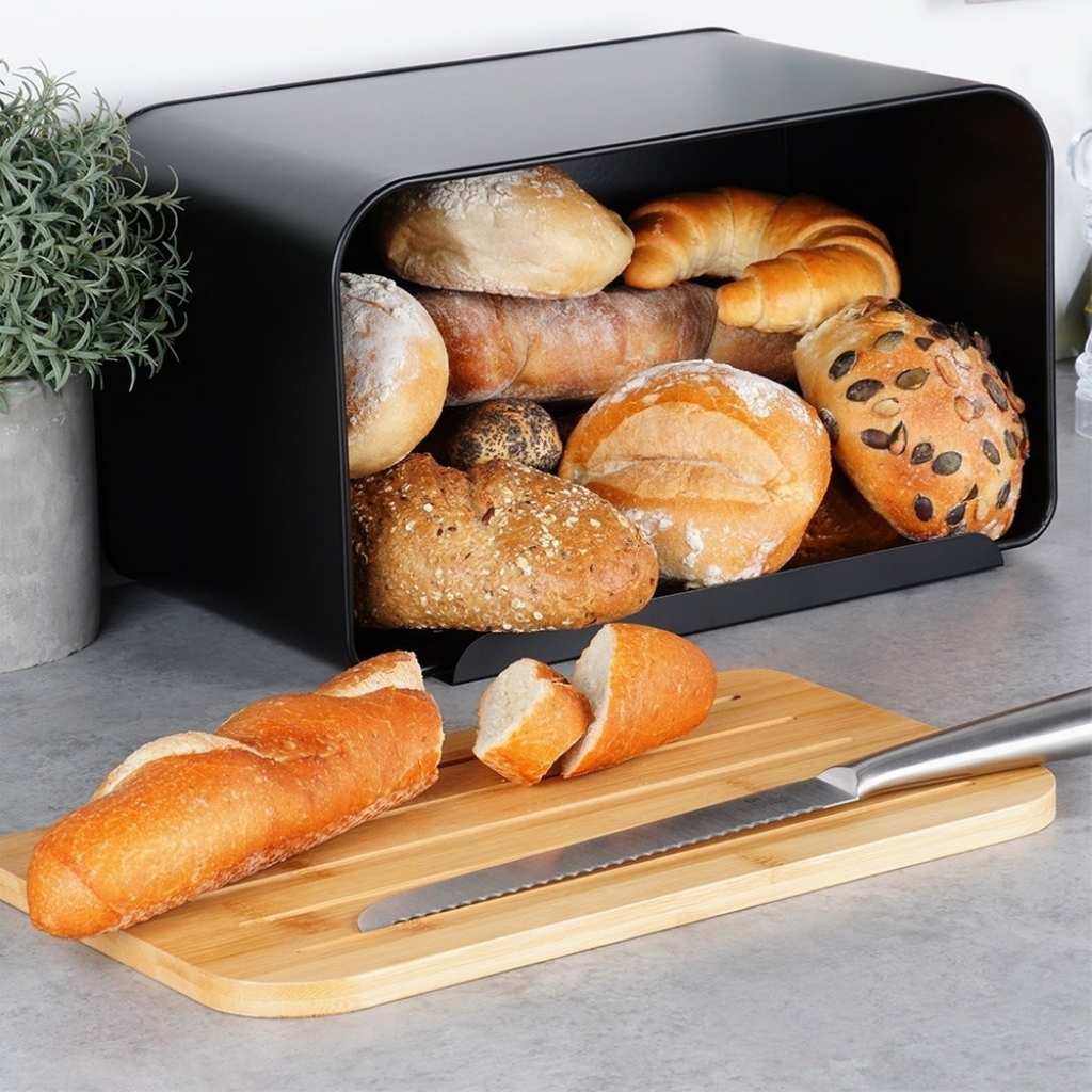 Huche a pain moderne stockage baguette miche brioche campagne Noirvia