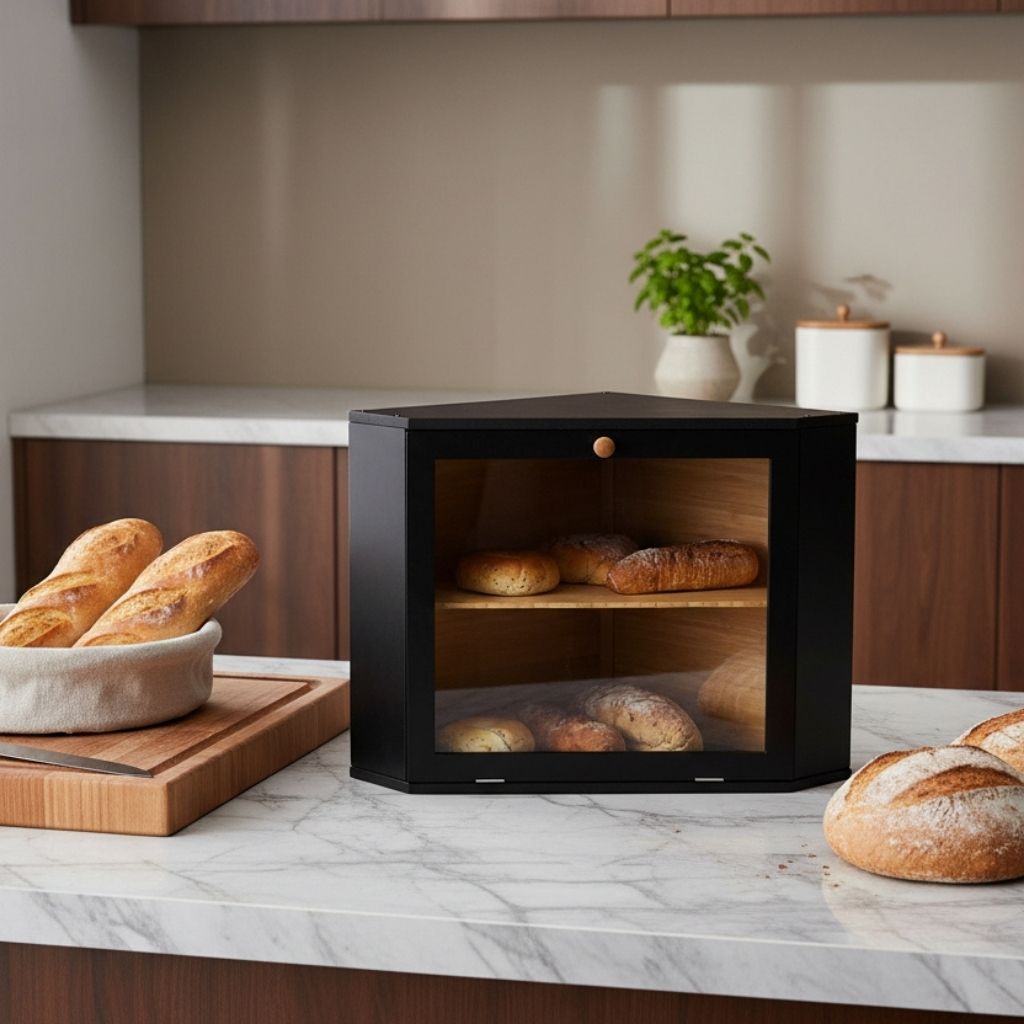 Huche à pain verticale 2 niveaux fenêtre transparente MaisonBambu Black
