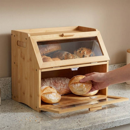 Huche a pain verticale porte rabattable acces facile BambooCrust
