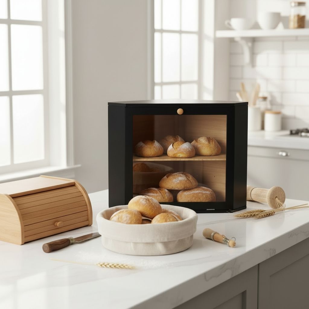 Huche à pain verticale verre transparent viennoiseries organisées MaisonBambu Black