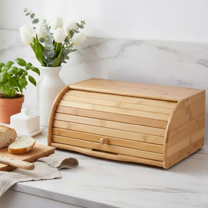 Huche pain bois bambou naturel couvercle coulissant TerraPan