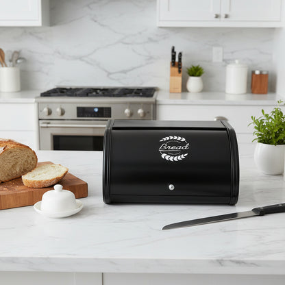 Huche pain design rétro fer robuste compact noir InoxaBread