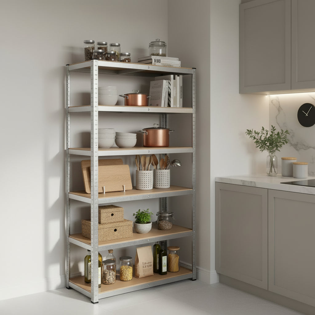 Meuble cuisine etagere modulable acier robuste FlexiRack 5Niveaux 200cm