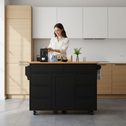 Meuble desserte pour cuisine femme cuisinant sans deplacer objets