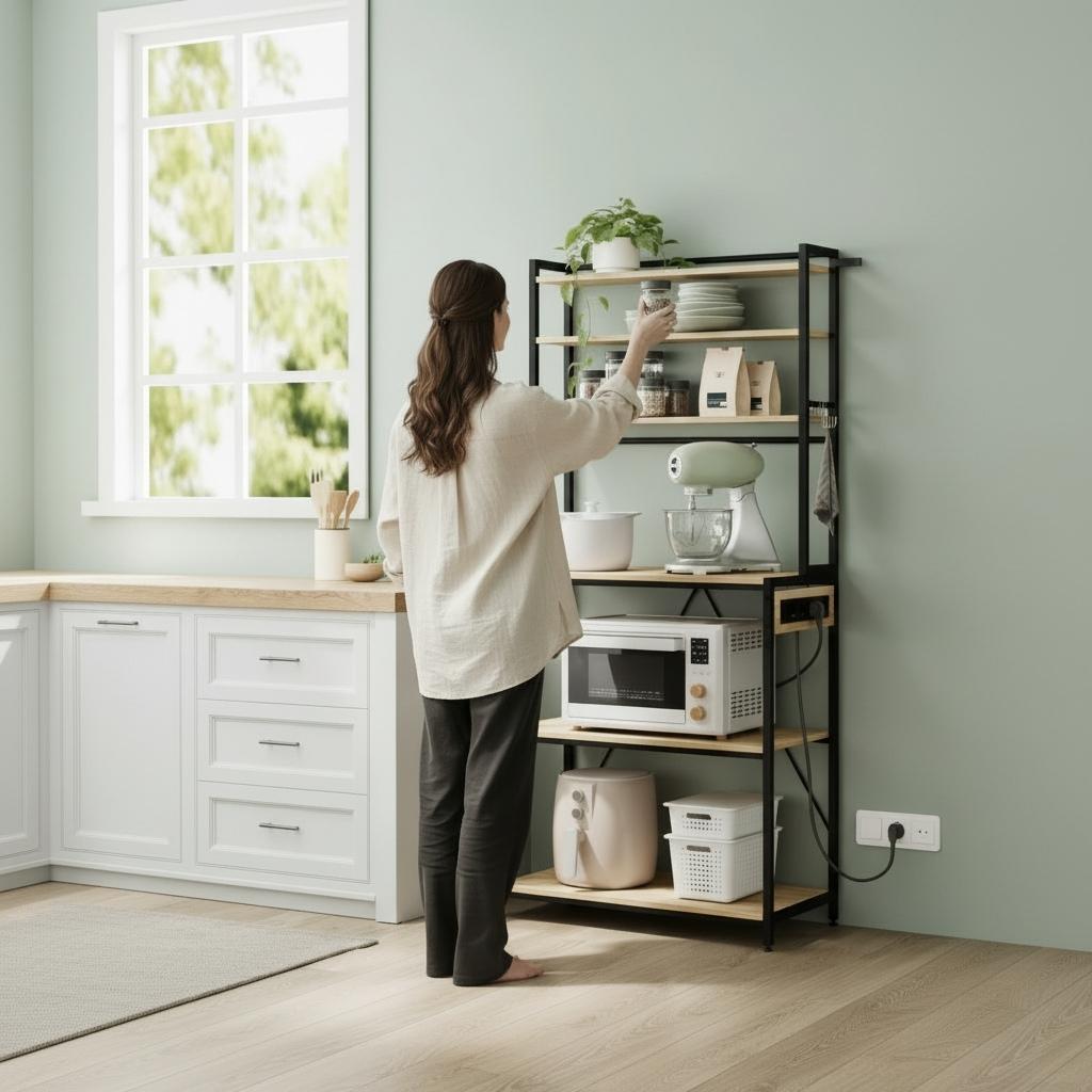 meuble four et micro onde ustensiles visibles accessibles sans chercher