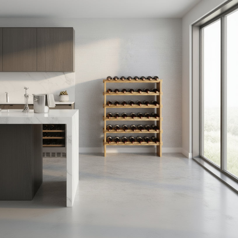 Meuble pour ranger bouteille modulaire empilable 48 bouteilles BambooRack