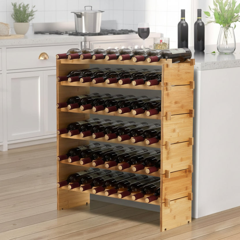 Meuble pour ranger bouteille naturel durable 48 bouteilles BambooRack