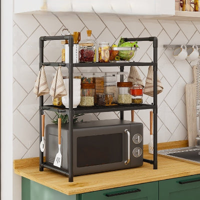 micro onde etagere 3Niveaux rangement cuisine ProOrganize noir