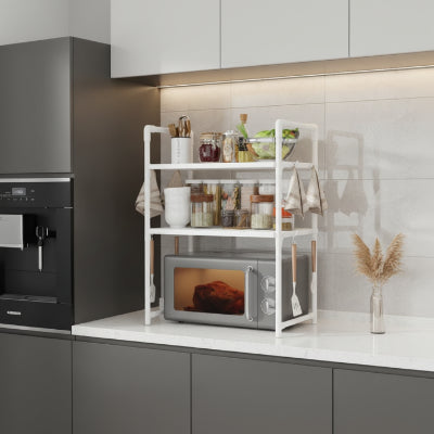 micro onde etagere materiaux durables ProOrganize blanc 3niveaux