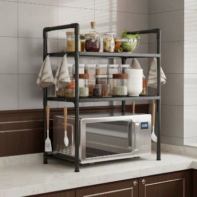 micro onde etagere plastique acier ProOrganize 3niveaux noir