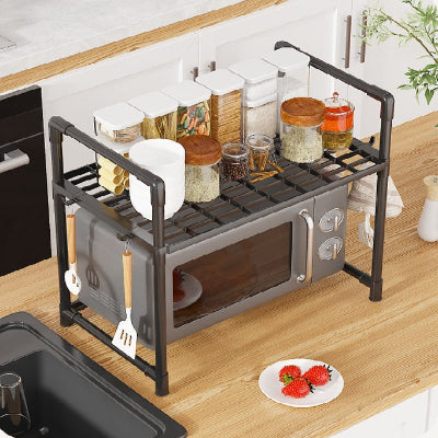 micro onde etagere rangement hygienique ProOrganize noir 2 niveaux