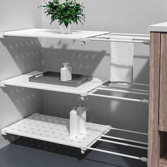Organisateur sous evier télescopique blanc pratique ClarityRack