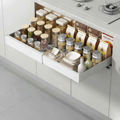 panier cuisine coulissant retractable 43,5cm 68cm blanc flexislide max