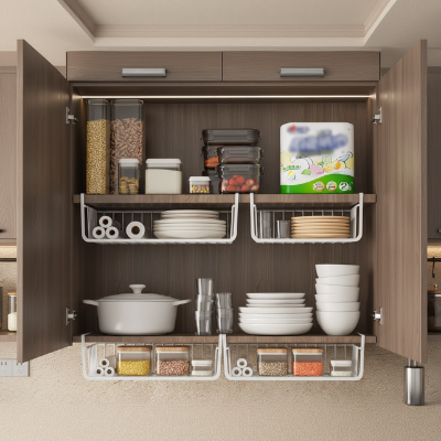 panier de rangement pour cuisine idéal espaces réduits en métal blanc
