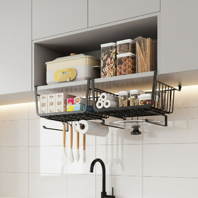 panier sous étagère metal idéale pour espaces réduits avec crochets