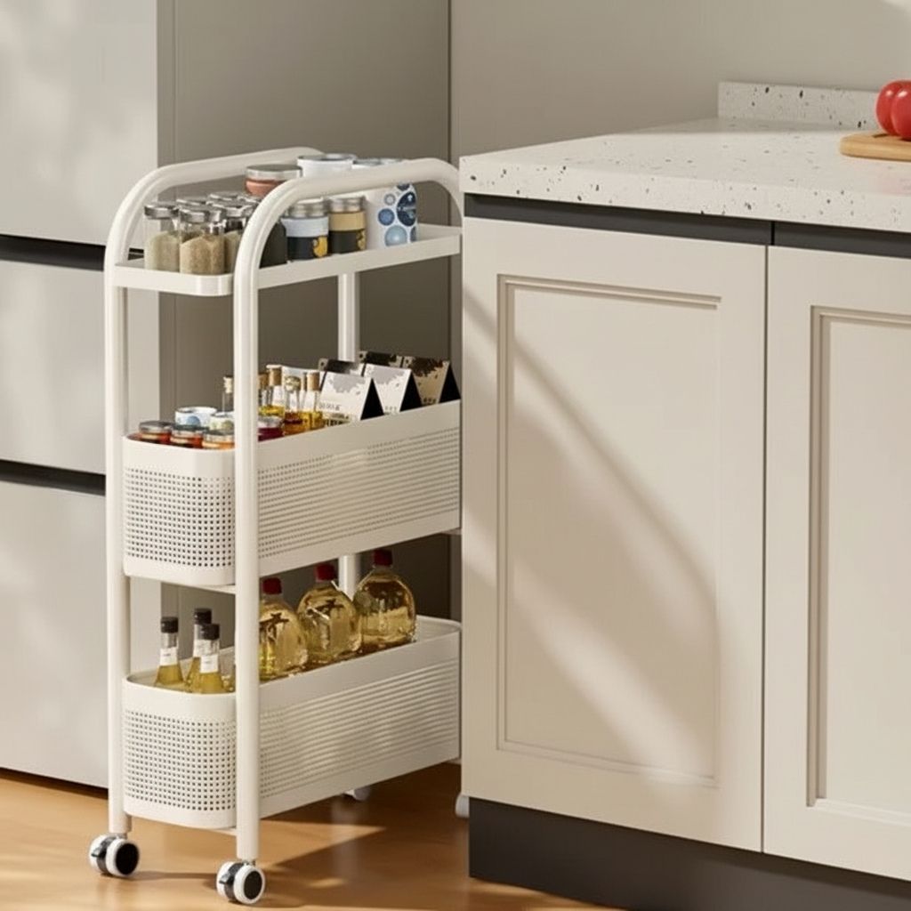petite desserte a roulette crème 3niveaux 69cm hauteur 15cm largeur