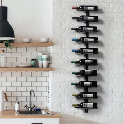 porte bouteille mural vertical metal noir elegant 10 bouteilles VinoWall