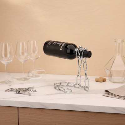 porte bouteille argent pour vin finition chaîne rempli stable t Silvory