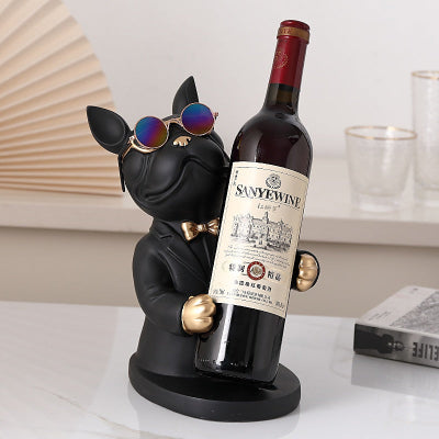 porte bouteille deco chien de style moderne noir BulldogWine