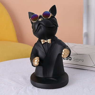 porte bouteille deco résine bouledogue français solide noir BulldogWine