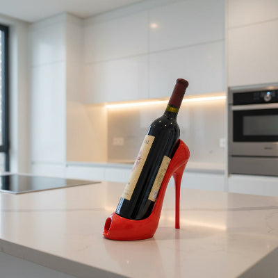 porte bouteille design escarpin rouge résine décoratif salon cuisine LadyWine