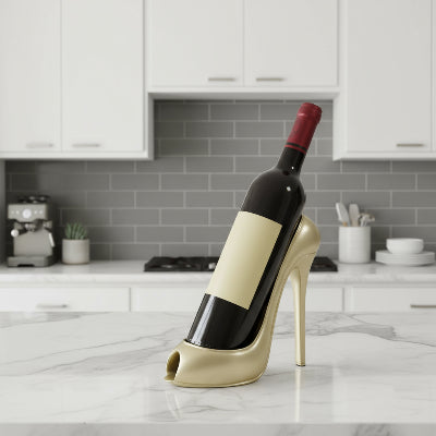 porte bouteille escarpin or sur comptoir cuisine moderne LadyWine