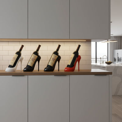 porte bouteille escarpin rouge noir blanc sur etagere LadyWine