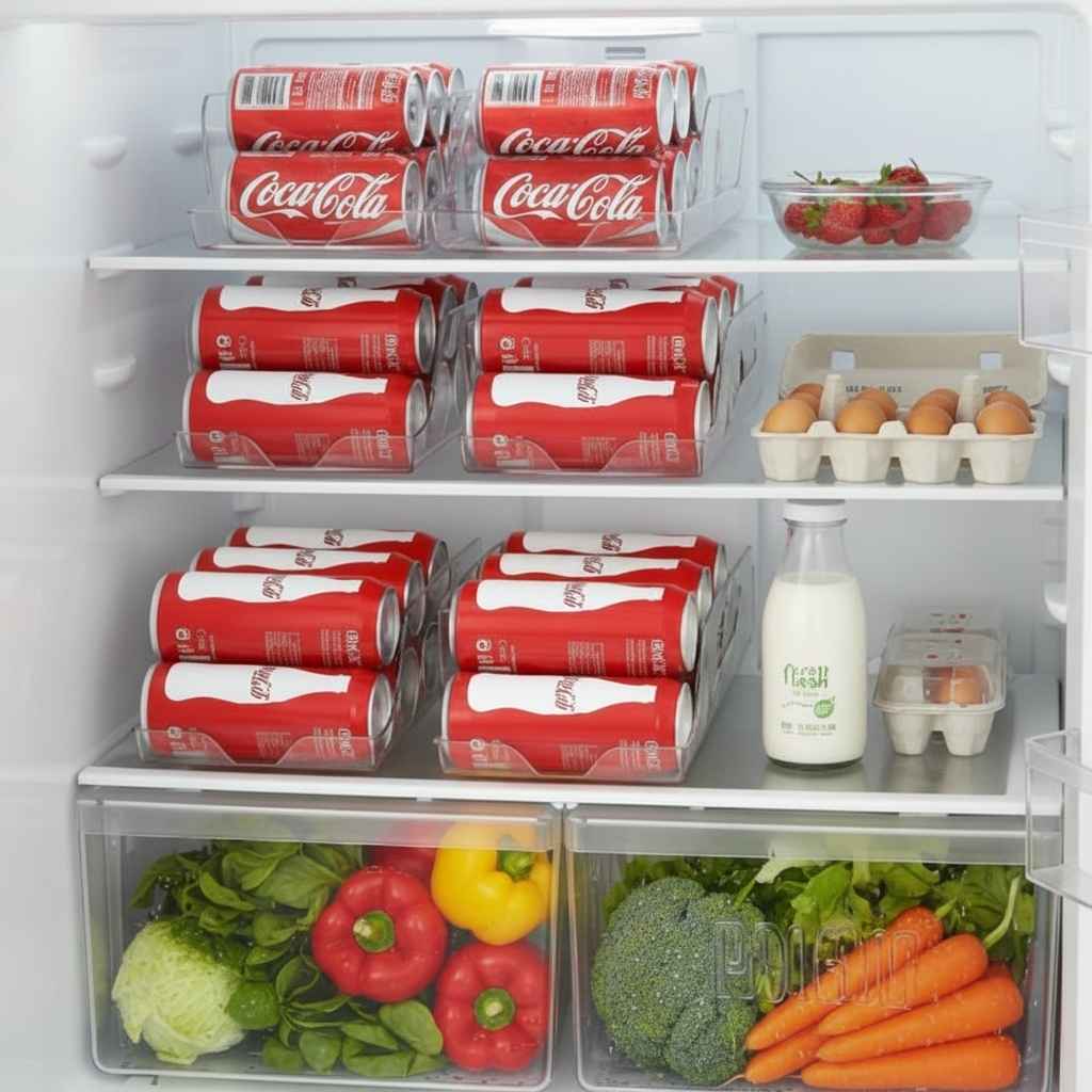 Porte bouteille frigo canettes alignées accessibles en un clin Canéa