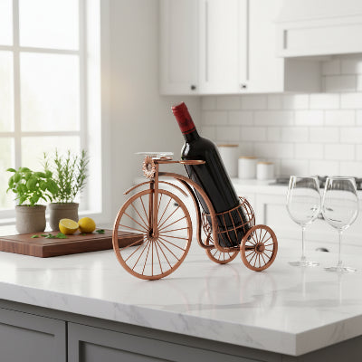 porte bouteille rangement décoratif tricycle support stable porte verres VeloVino