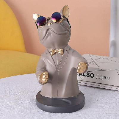 porte bouteille resine bouledogue francais haute qualite solide beige BulldogWine