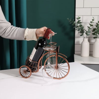 porte bouteille vin tricycle metal cuivre presentation inclinée elegante VeloVino