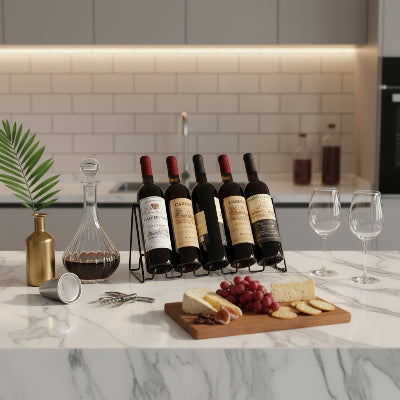 porte bouteilles metal robuste capacité 4 bouteilles Noir Signature