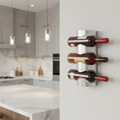 porte bouteilles mural 3 bouteilles acier inoxydable robuste stable vintello