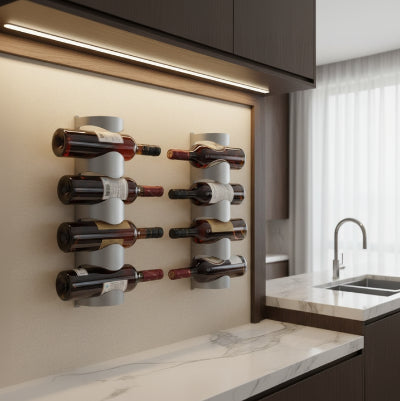 porte bouteilles mural 4 bouteilles acier inoxydable modulable vintello