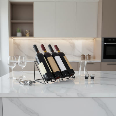 porte bouteilles rangement élégant pour 4 bouteilles Noir Signature