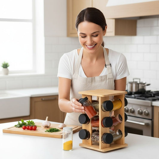 Porte epice en bois rotatif femme recupere pot sur 12