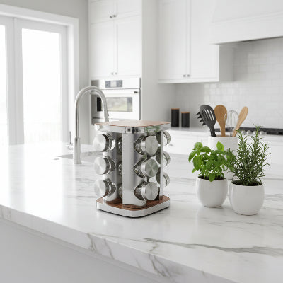 porte epices bois et acier Tourbillon Gourmet modèle carré
