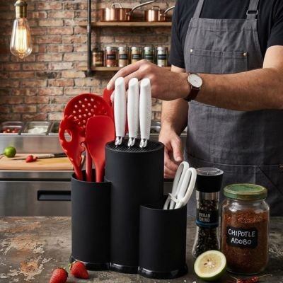 Porte ustensiles cuisine homme attrape facilement spatule Utensia 3en1