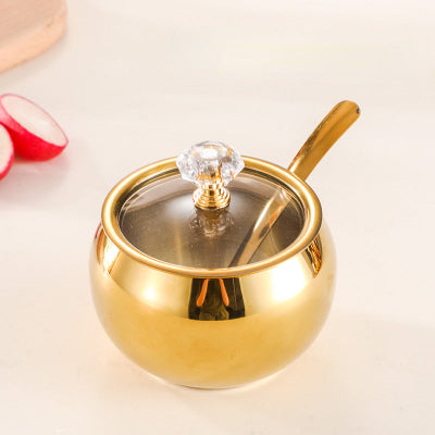 pot a epice avec cuillere finition doree Aurea Prestige