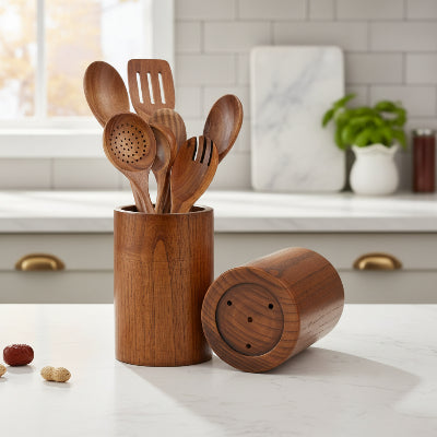 Pot à ustensiles cuisine bois trous drainage bas CuistoBois