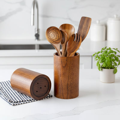 Pot à ustensiles cuisine trous ventilation séchage rapide CuistoBois