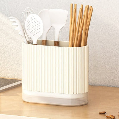 pot ustensiles cuisine design cylindrique texture striée blanc crème UstenCyl