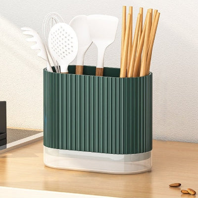 pot ustensiles cuisine design cylindrique texture striée vert foncé UstenCyl