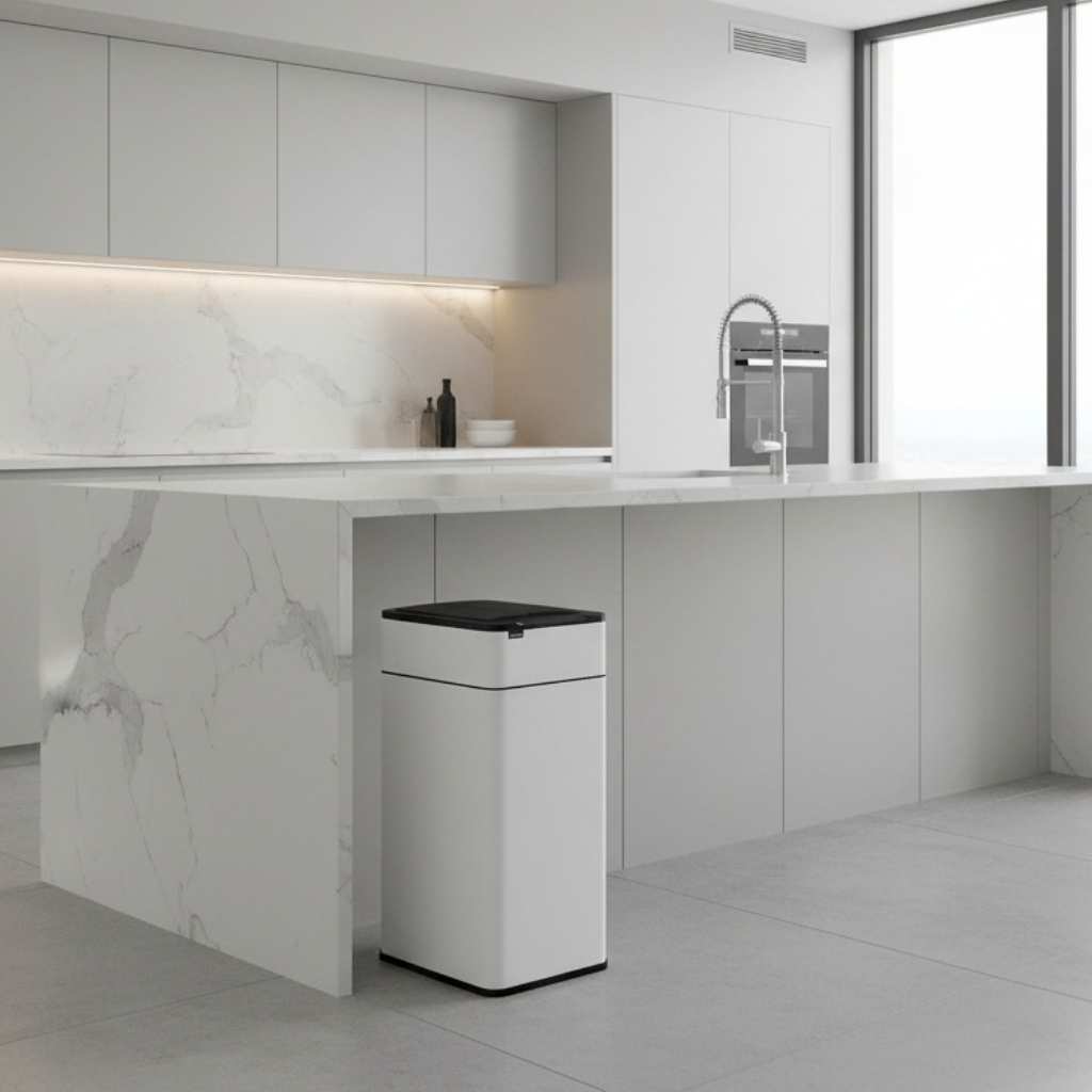 poubelle 30l design moderne blanc elegant AeroShield
