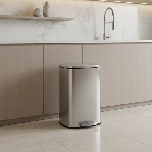poubelle 50l a pedale acier inoxydable argente cuisine moderne Durasteel50