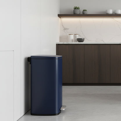 Poubelle 50L cuisine fermeture douce pédale robuste élégante bleu Elegance50