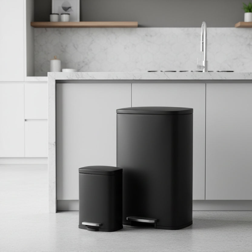 Poubelle 50L pédale acier couvercle hermétique duo assorti DuoClean 50 5