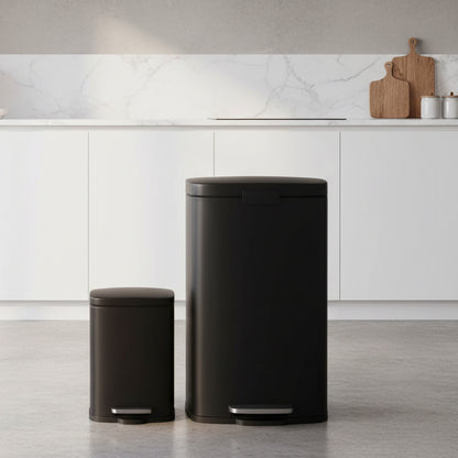Poubelle 50L pédale fermeture douce acier inox noir avec 5L