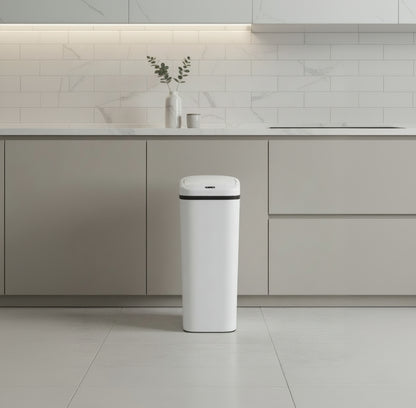 Poubelle 50l sans contact blanche acier inoxydable hygiénique Autovia50