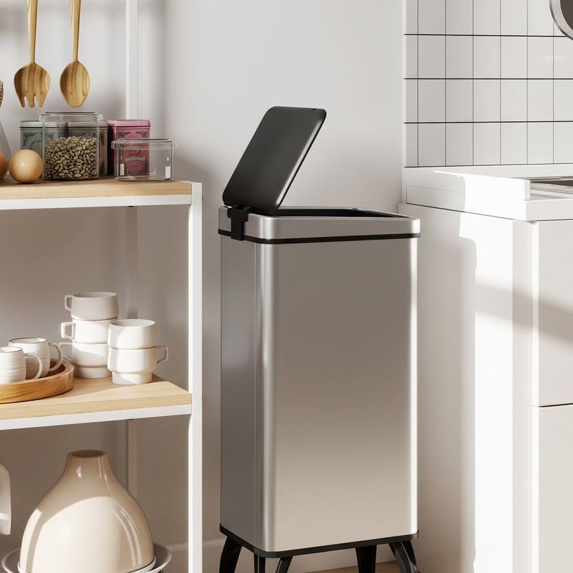 Poubelle automatique 50 litres double mode ouverture large silencieuse InoxaSense
